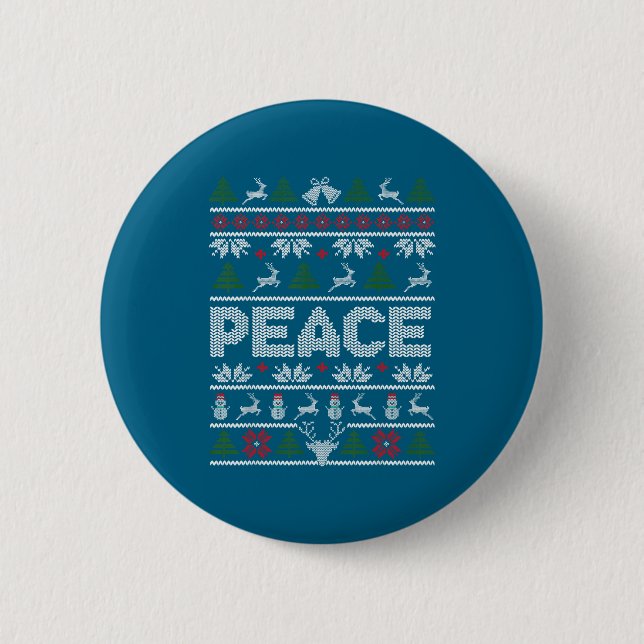 Peace I Come In Peace Couple Matching Ugly Christm 2 Inch Round Button (Front)