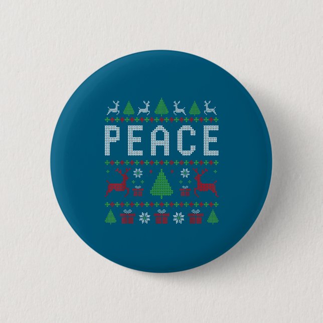 Peace I Come In Peace Couple Matching Ugly Christm 2 Inch Round Button (Front)