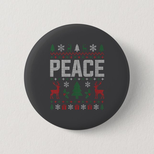 Peace I Come In Peace Couple Matching Ugly Christm 2 Inch Round Button (Front)