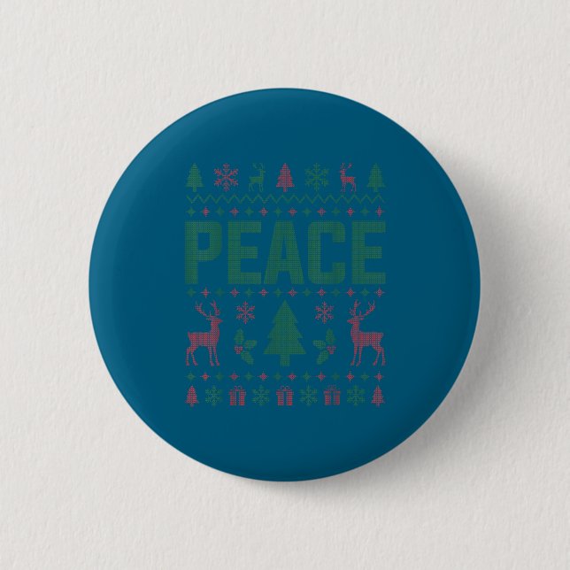 Peace I Come In Peace Couple Matching Ugly Christm 2 Inch Round Button (Front)