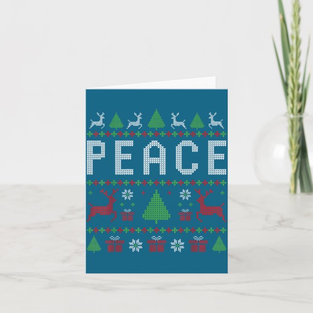 Peace I Come In Peace Couple Matching Ugly Christm Card (Front)