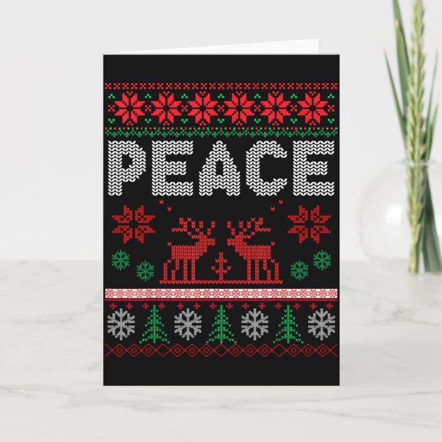 Peace I Come In Peace Couple Matching Ugly Christm Card (Front)