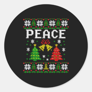 Peace I Come In Peace Couple Matching Ugly Christm Classic Round Sticker