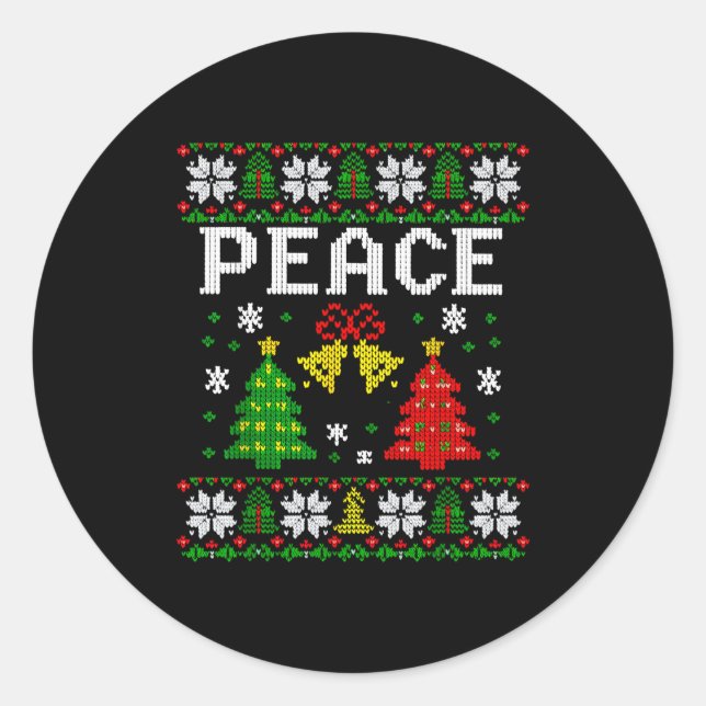 Peace I Come In Peace Couple Matching Ugly Christm Classic Round Sticker (Front)