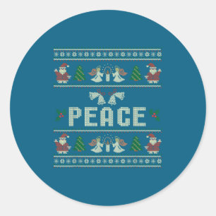 Peace I Come In Peace Couple Matching Ugly Christm Classic Round Sticker