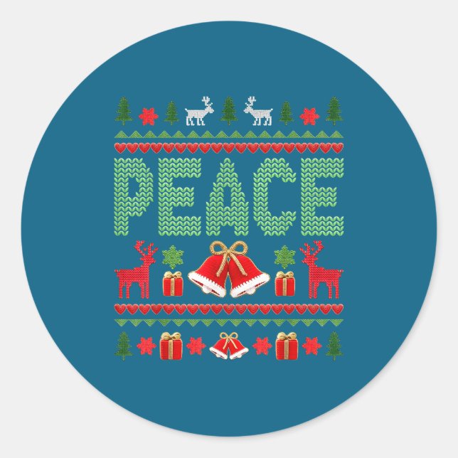 Peace I Come In Peace Couple Matching Ugly Christm Classic Round Sticker (Front)