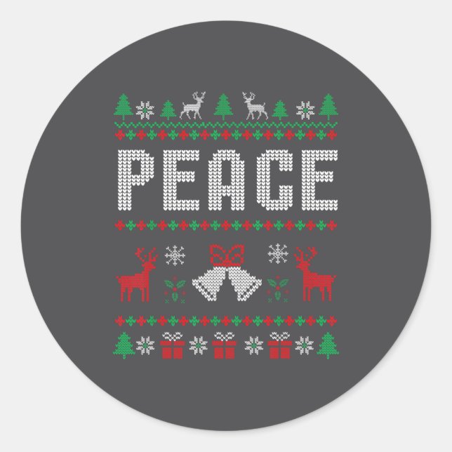 Peace I Come In Peace Couple Matching Ugly Christm Classic Round Sticker (Front)