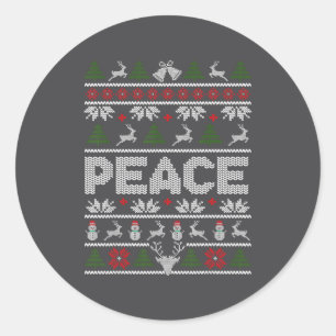 Peace I Come In Peace Couple Matching Ugly Christm Classic Round Sticker