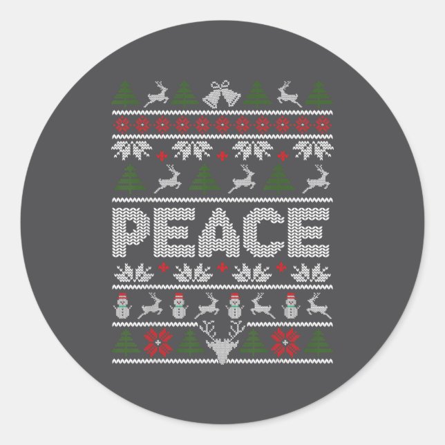 Peace I Come In Peace Couple Matching Ugly Christm Classic Round Sticker (Front)