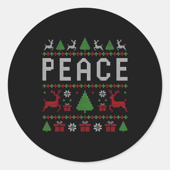 Peace I Come In Peace Couple Matching Ugly Christm Classic Round Sticker (Front)