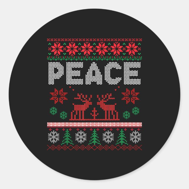 Peace I Come In Peace Couple Matching Ugly Christm Classic Round Sticker (Front)