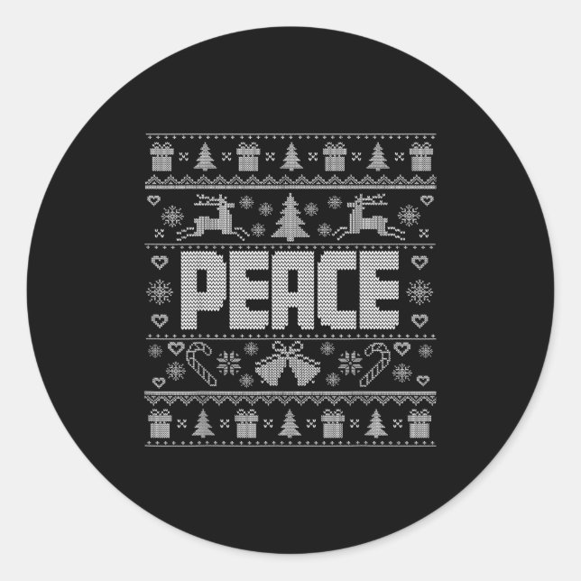 Peace I Come In Peace Couple Matching Ugly Christm Classic Round Sticker (Front)