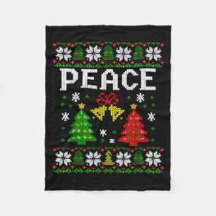 Peace I Come In Peace Couple Matching Ugly Christm Fleece Blanket