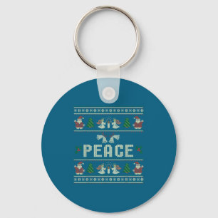 Peace I Come In Peace Couple Matching Ugly Christm Keychain