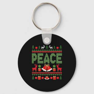 Peace I Come In Peace Couple Matching Ugly Christm Keychain