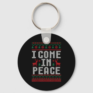 Peace I Come In Peace Couple Matching Ugly Christm Keychain
