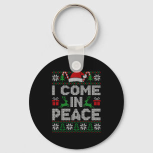 Peace I Come In Peace Couple Matching Ugly Christm Keychain