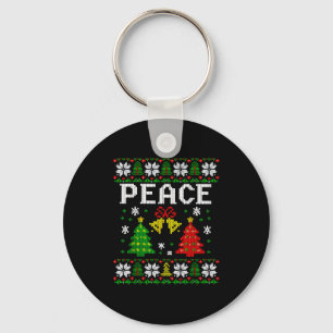 Peace I Come In Peace Couple Matching Ugly Christm Keychain