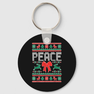 Peace I Come In Peace Couple Matching Ugly Christm Keychain