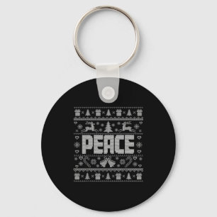 Peace I Come In Peace Couple Matching Ugly Christm Keychain