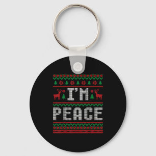 Peace I Come In Peace Couple Matching Ugly Christm Keychain