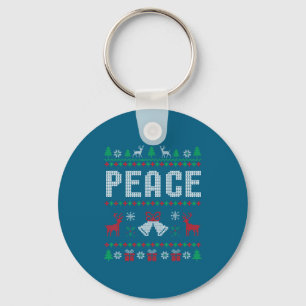 Peace I Come In Peace Couple Matching Ugly Christm Keychain