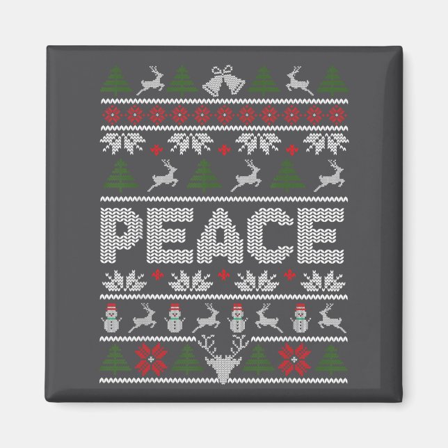 Peace I Come In Peace Couple Matching Ugly Christm Magnet (Front)