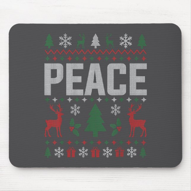Peace I Come In Peace Couple Matching Ugly Christm Mouse Pad (Front)