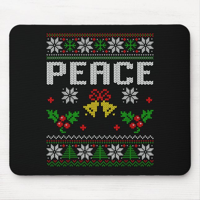 Peace I Come In Peace Couple Matching Ugly Christm Mouse Pad (Front)