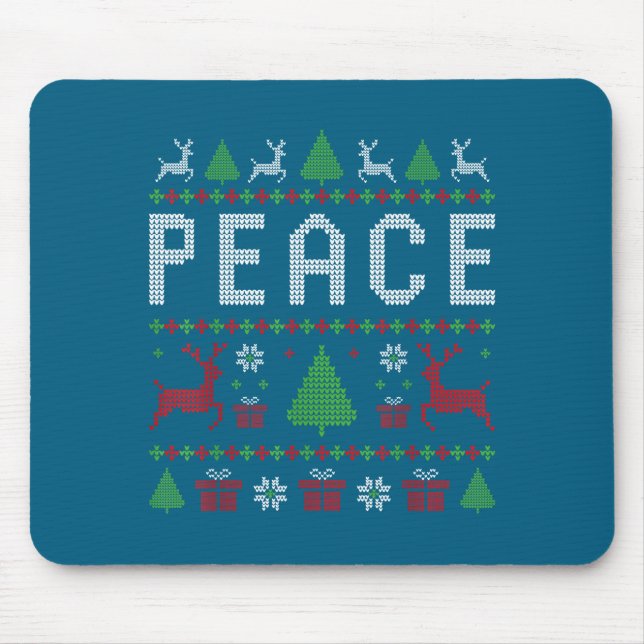 Peace I Come In Peace Couple Matching Ugly Christm Mouse Pad (Front)