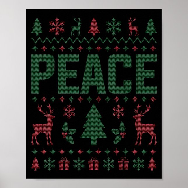 Peace I Come In Peace Couple Matching Ugly Christm Poster (Front)