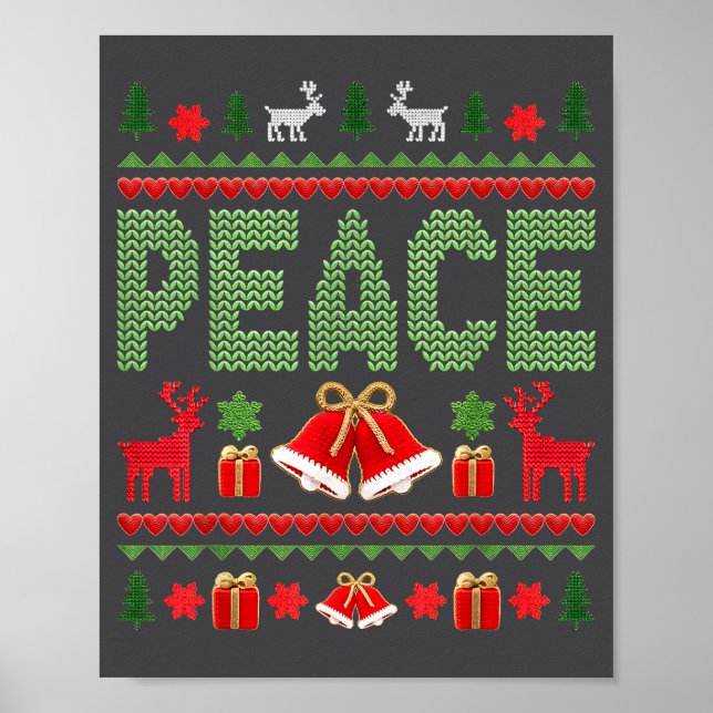 Peace I Come In Peace Couple Matching Ugly Christm Poster (Front)