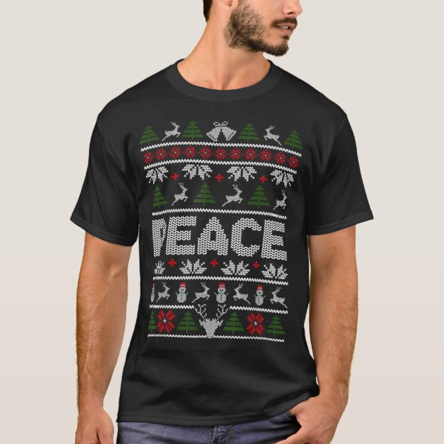 Peace I Come In Peace Couple Matching Ugly Christm T-Shirt (Front)