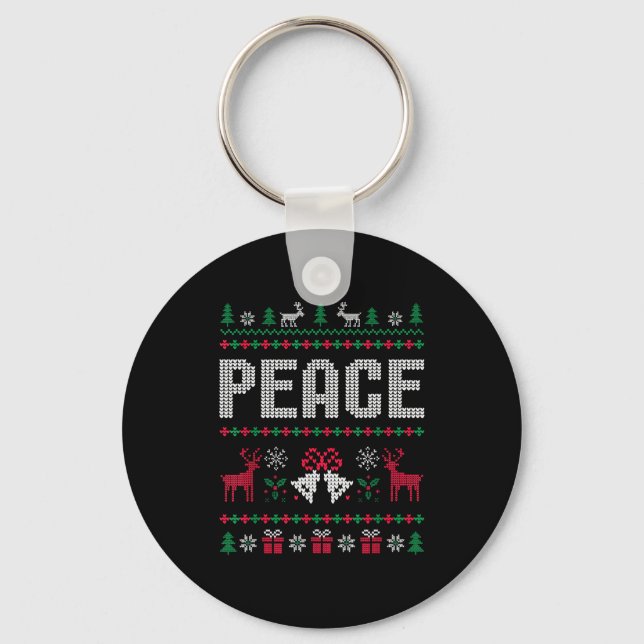 Peace I Come In Peace Matching Couple Ugly Merry C Keychain (Front)