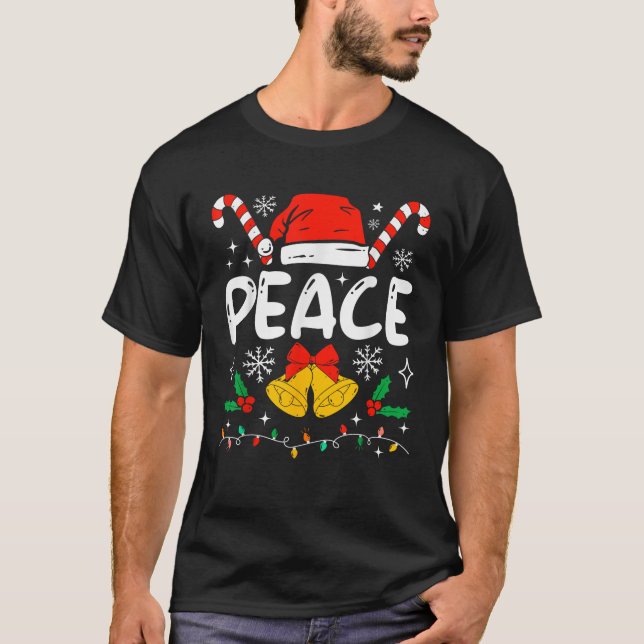 Peace I Come In Peace Santa Couples Christmas Paja T-Shirt (Front)
