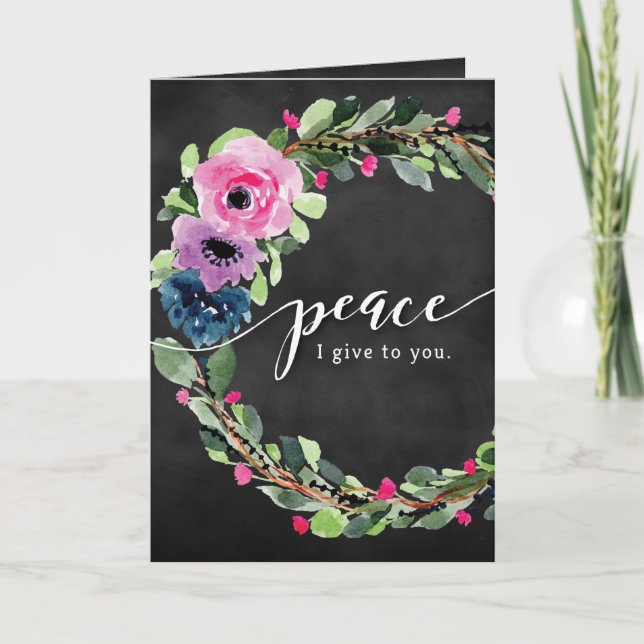 Peace I give to you with Chalk Effect Holiday Card (Front)
