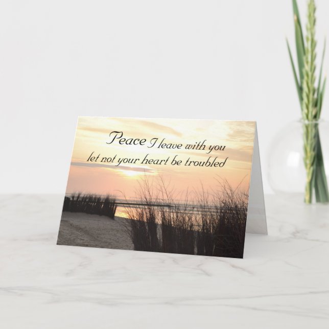 Peace I leave with you, Bible Ocean Sunset Custom Thank You Card (Front)