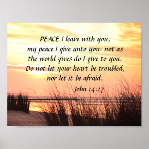 Peace I leave with you, Bible Verse Ocean Sunset Poster