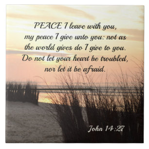 Peace I leave with you, Bible Verse Ocean Sunset Tile
