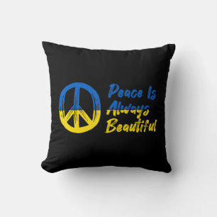 Peace I Stand With Ukraine Support Throw Pillow