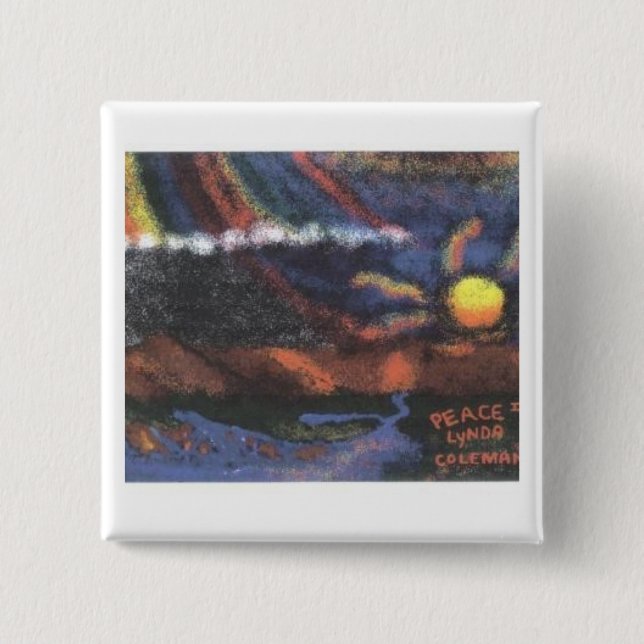 Peace II 2 Inch Square Button (Front)