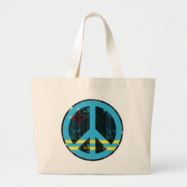 Peace In Aruba Large Tote Bag (Front)