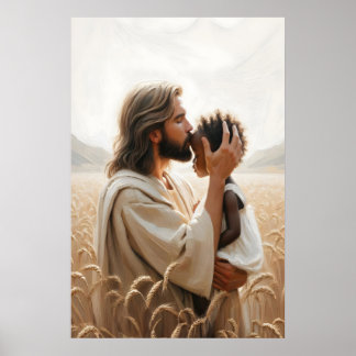 Peace in Christ Jesus and Black Child Christian Wa Poster