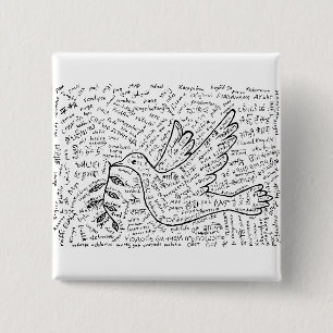 Peace in every language 2 inch square button