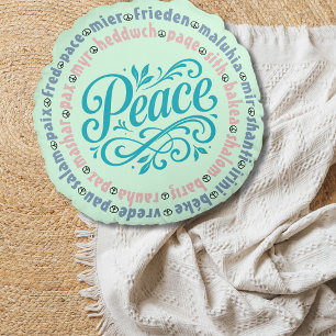 Peace in Every Language Round Pillow