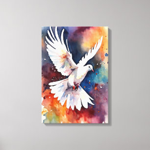 Peace in Flight: Watercolor Dove Canvas Print