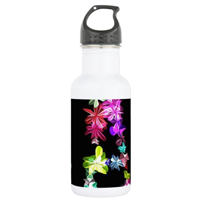 "PEACE" in Flowers Art Print 532 Ml Water Bottle (Front)