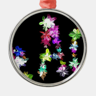 "PEACE" in Flowers Art Print Metal Ornament