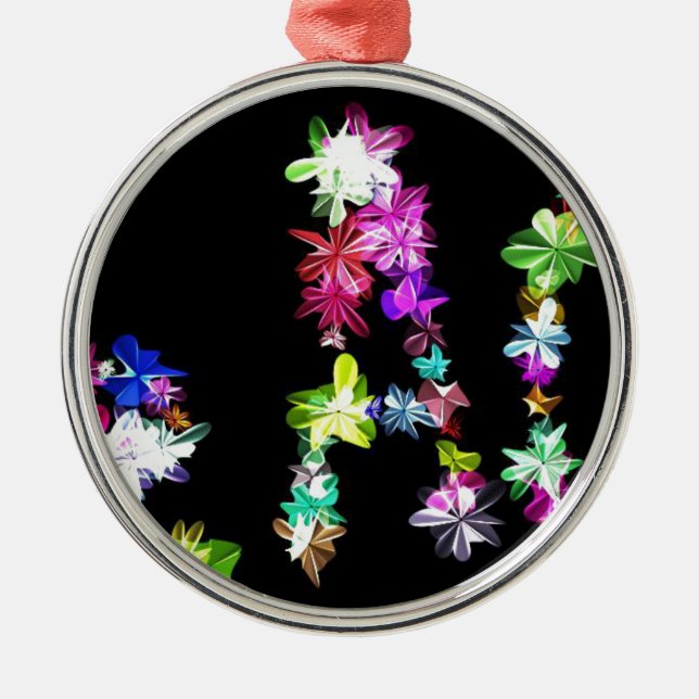 "PEACE" in Flowers Art Print Metal Ornament (Front)