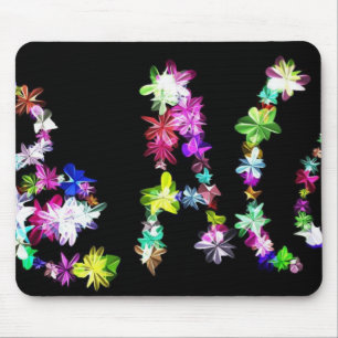 "PEACE" in Flowers Art Print Mouse Pad
